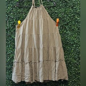 HUDSON GRAY HALTER STYLE TIERED SLEEVELESS KNEE LENGTH BABY DOLL DRESS